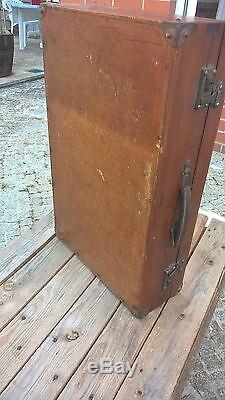 Vintage Portuguese Suitcase Rare Wooden Box Trunk Train Case Luggage From 40´s