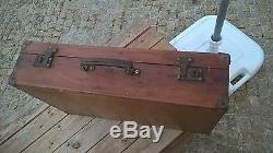 Vintage Portuguese Suitcase Rare Wooden Box Trunk Train Case Luggage From 40´s