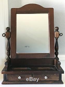 Vintage Shaving/Counter Top Mirror with Drawer From Cornwall Wood Products Paris