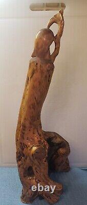 Vintage Tall Chinese Wood Root Carving Bearded Old Man Carved From Tree Root
