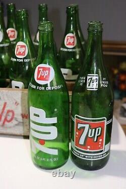 Vintage Wood 7-Up Crate with 12 Bottles 28 ounce Size from FRESNO Ca