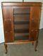 Vintage Wood Empire China Cabinet From Estate Glass Door Shelves Queen Anne Legs