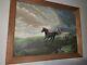 Vintage Wood Framed Oil Painting Beautiful Wild Mustangs From The 1960s Or 1970s