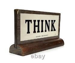 Vintage Wood and Wood Laminate Think Desk Plaque Sign from IBM