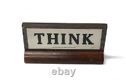 Vintage Wood and Wood Laminate Think Desk Plaque Sign from IBM