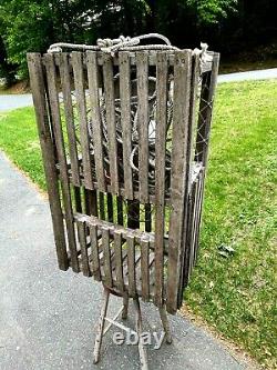 Vintage Wooden Flat Top Lobster Trap With Buoy From Maine