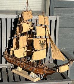 Vintage Wooden Ship Model From Spain