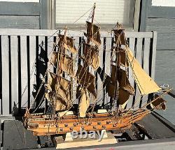 Vintage Wooden Ship Model From Spain