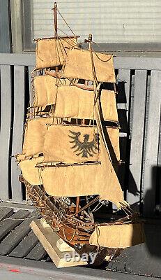 Vintage Wooden Ship Model From Spain