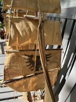 Vintage Wooden Ship Model From Spain