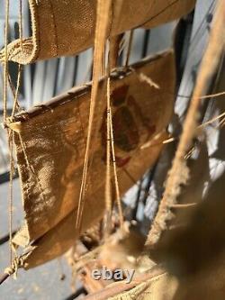 Vintage Wooden Ship Model From Spain