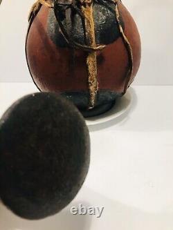 Vintage Wooden and Leather Lidded Milk Vessel From Congo Africa 19