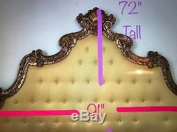 Vintage from the Hollywood Hills, CA. French Euro Glam Tufted Headboard Gold