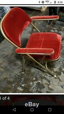 Vintage red velvet folding chair from Mrs. Nixons dress donation ceremony (1969)