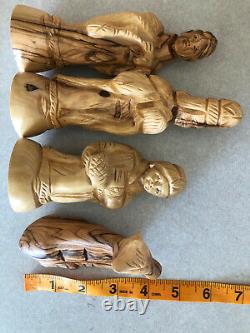 Vtg 13 Piece Nativity Set Hand Carved in Bethlehem from Olive Wood. Read Notes