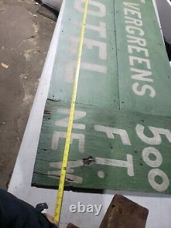 Vtg 1950s old wood 28x63 EVERGREENS MOTEL Hand Painted from tourist area