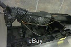 Vtg 20 Handcrafted from Coal, Miner withDonkey &Cart American Folk Art Sculpture