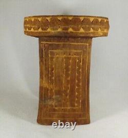 Vtg. Antique African Stool Hand Carved Wood from Single Piece Tribal Intricate