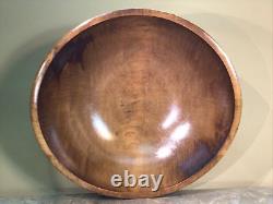 Vtg Large 15 1/2 Hand Carved Solid TEAK Wood Bowl From 1 Piece Of Wood
