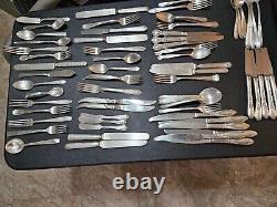 Vtg Original Plated Flatware Collection from Various Makers 123 pcs Wood Chest