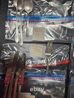 Vtg Original Plated Flatware Collection from Various Makers 123 pcs Wood Chest