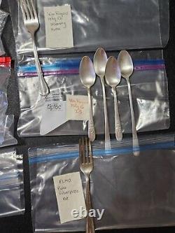 Vtg Original Plated Flatware Collection from Various Makers 123 pcs Wood Chest