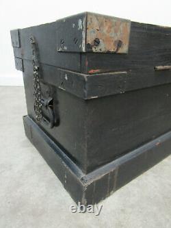 Vtg Wood Carpenter's Toolbox Chest From Santa Fe Railroad Employee Antique