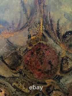 Vu Van Original Abstract Painting'Paris'Lacguer on Wood from 1977 signed