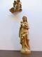Wood Carved Virgin Mary & Christ Child Statue And Angel