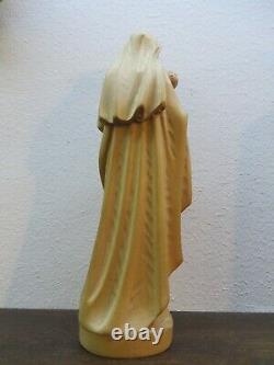 WOOD CARVED VIRGIN MARY & CHRIST CHILD STATUE and ANGEL