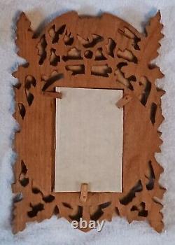 WWI Era U. S. Navy Carved Wood Souvenir Picture Frame From Shanghai China-7.5x11