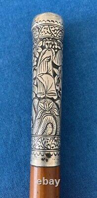 Walking Stick Chinese Sterling Silver Repousse Handle From Paris