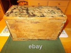 Wood And Wallpaper Document Box Dated 1829 From New Hampshire Blue/green Paper
