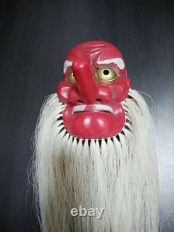 Wood Carved Noh Mask Tengu Sarutahiko from Japan