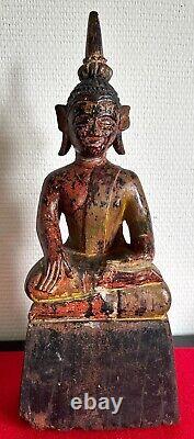 Wood Carved Polychrome Buddha from Laos 19th Century