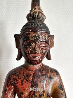 Wood Carved Polychrome Buddha from Laos 19th Century