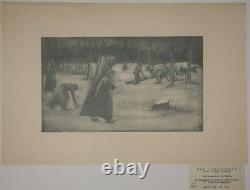 Wood Collector IN Walde. Original-Lithographie From Pan 1899