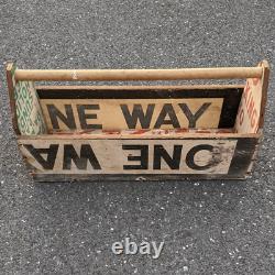 Wood Tool Carrier Made from Old Street Signs Make Do Antique Folk Art Circa 1950
