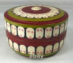 Wood Trinket Stash Box & Lid from Tozai Handmade in India with Inlays 3.5 x 5.5