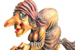 Wooden Baba-Jaga Figure Hand carved from solid Linden wood Wooden Home Decor