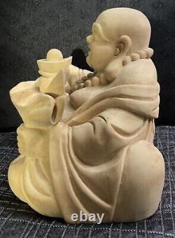 Wooden Buddha Made From Apple Wood. Vintage Carving In Excellent Condition