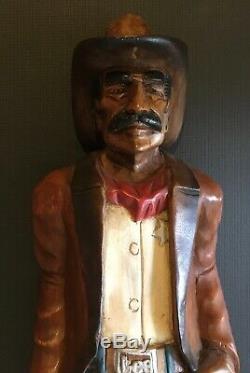 Wooden Cigar Store Western Art Cowboy Statue Hand Carved from Solid Wood