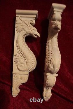Wooden Corbel/bracket Dragon. Wall Fireplace decor. Carved from wood. 10 size