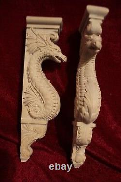 Wooden Corbel/bracket Dragon. Wall Fireplace decor. Carved from wood. 15 size