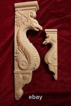 Wooden Corbel/bracket Dragon. Wall Fireplace decor. Carved from wood. 20