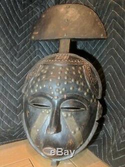 Yaure Mask with Metal Decorations from Ivory Coast Authentic Wood African Art